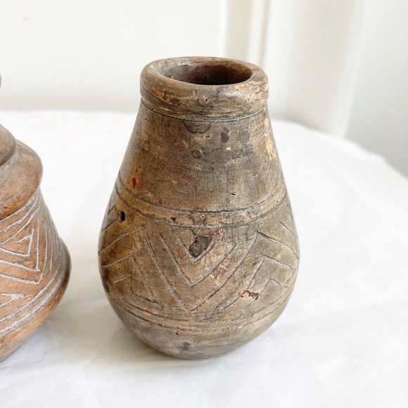 Set/Lot of 3 Pieces Vintage Miniature Clay Ceramic Vases 4in. Tall Art Souza EUC - Picture 10 of 12